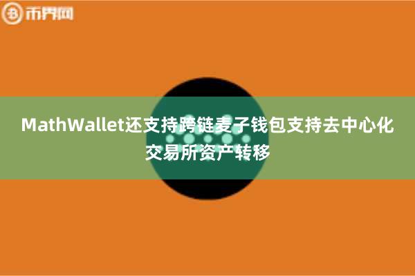 MathWallet还支持跨链麦子钱包支持去中心化交易所资产转移